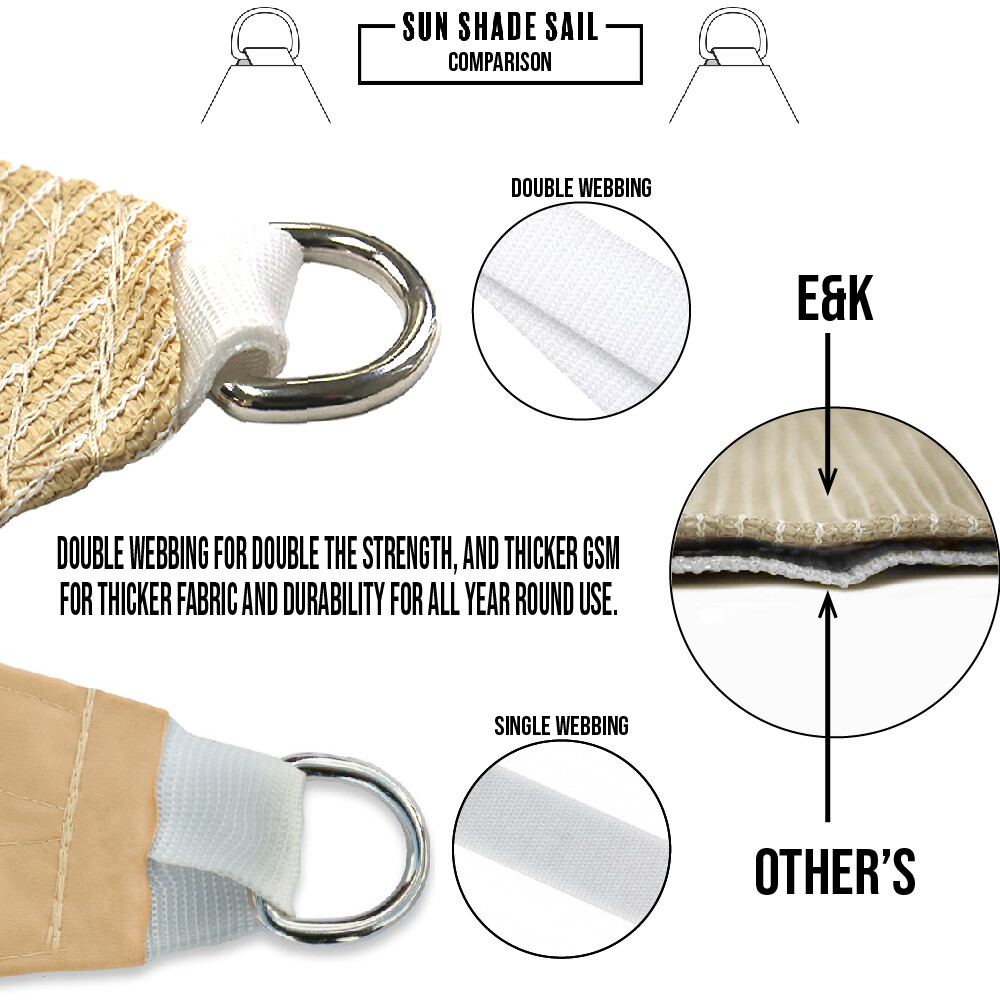 Outdoor Sun Shade Sail Rectangle UV Canopy Sunshade Cover For Garden Pool Yard