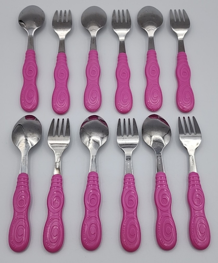 Pink Hello Kitty Children Kid's Toddler Flatware 6 Forks & 6 Spoons Zak Designs