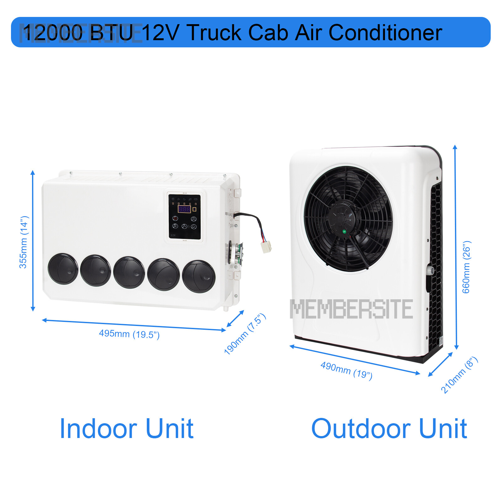 12000 BTU 12V Split AC Truck Cab Air Conditioner For Semi Trucks Bus RV Caravan