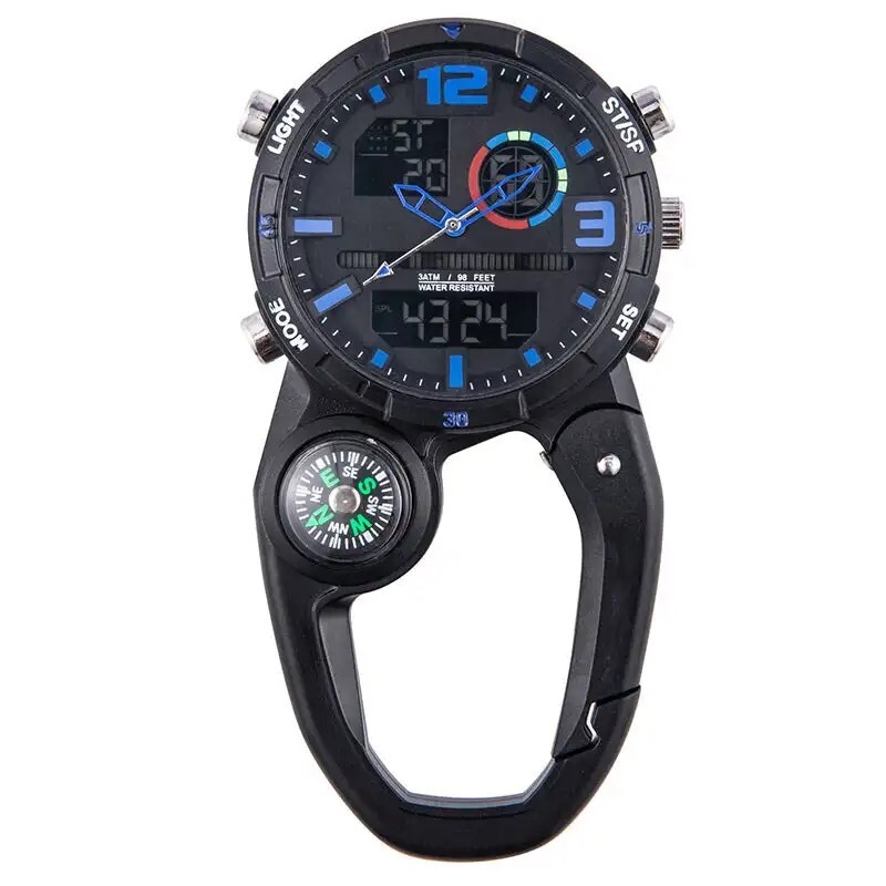 MULTIFUNCTION LED BACKPACKER ANALOG/DIGITAL QUARTZ WATCH/CARABINER COMPASS !!!