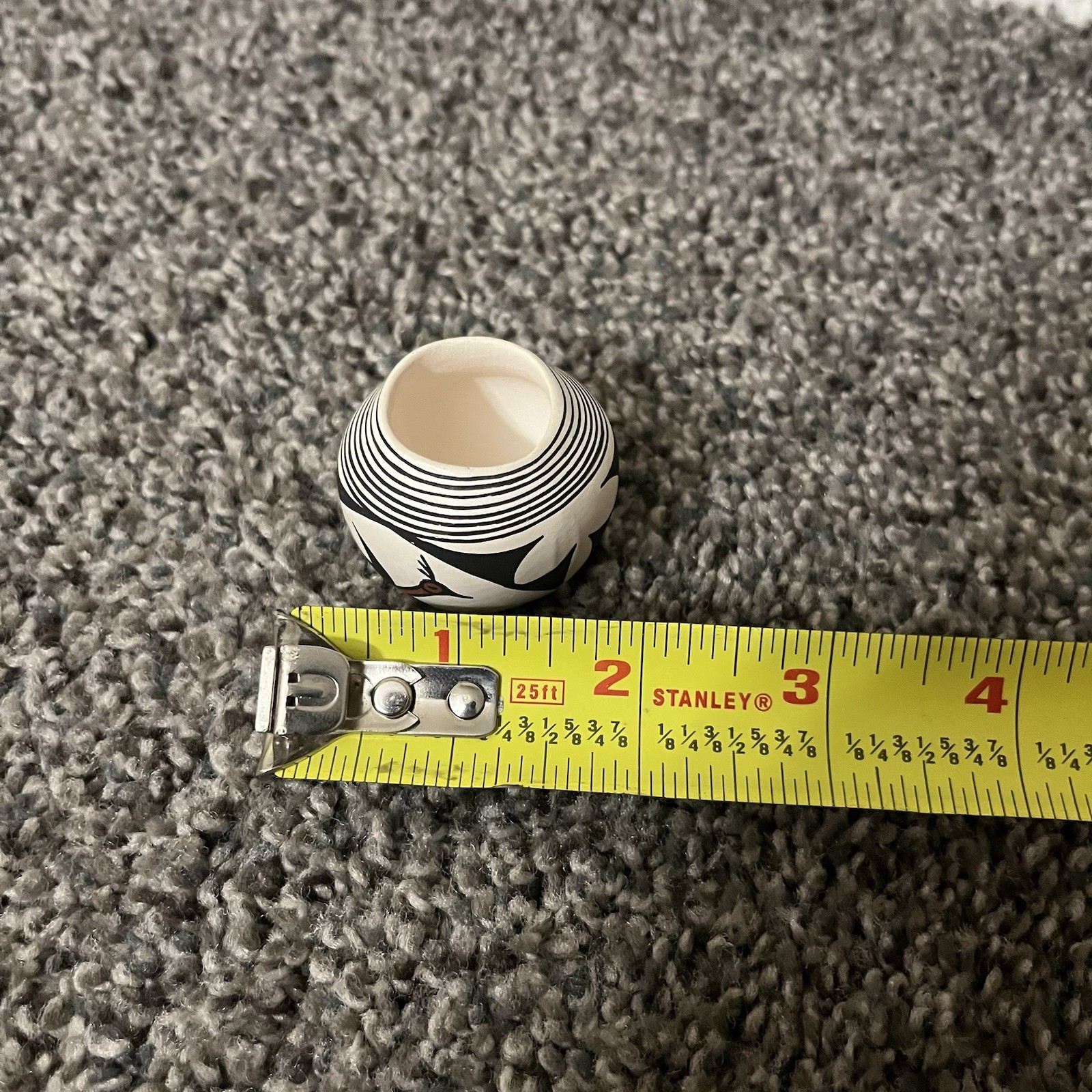 Laguna New Mexico Small Native American Pottery Signed V Pino 2”x 1.5” Vase Bird