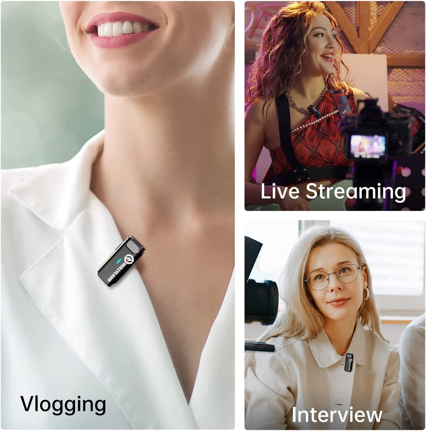 Hollyland Lark M1 Wireless Lavalier Microphone, 2.4GHz Noise Cancellation, 656ft