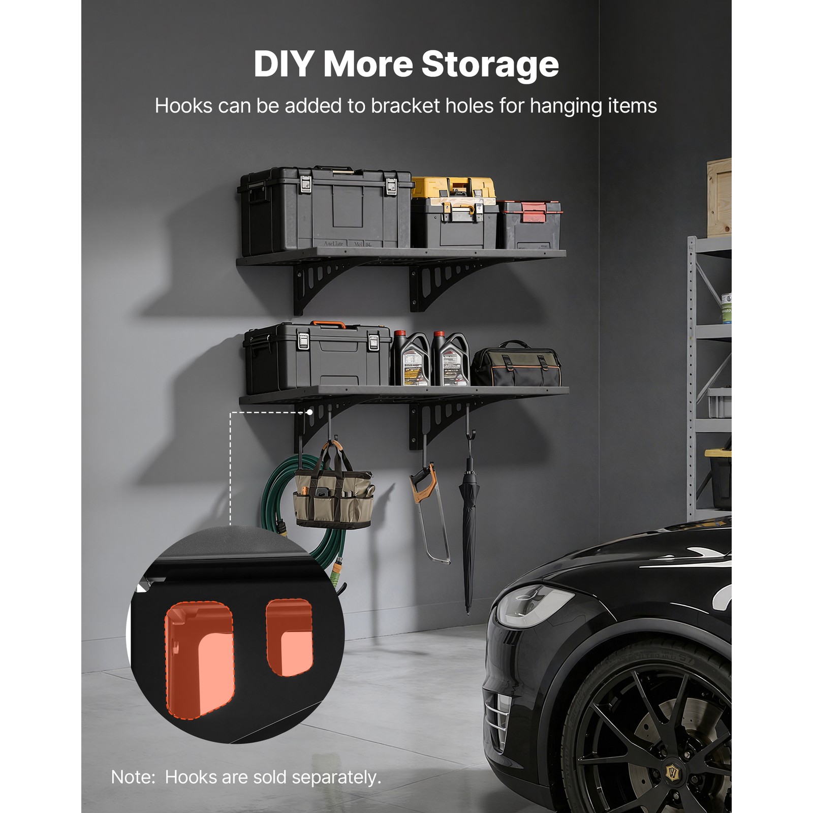 Uimoso 2 x 3 ft Wall-Mounted Garage Shelving, 560 lbs Capacity