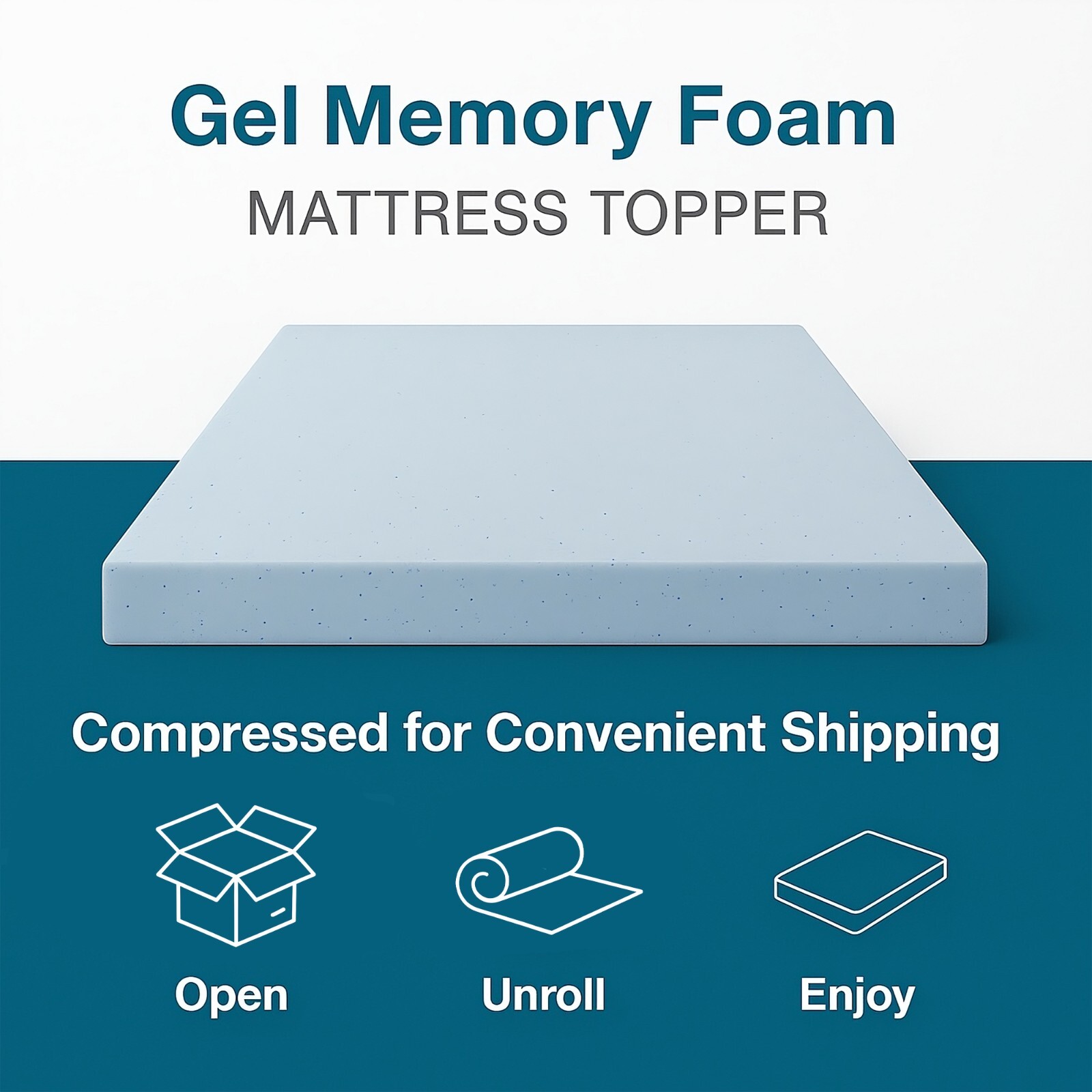 LOUNJ 2" 3" Gel Memory Foam Mattress Topper, Twin Twin XL Full | Made in USA