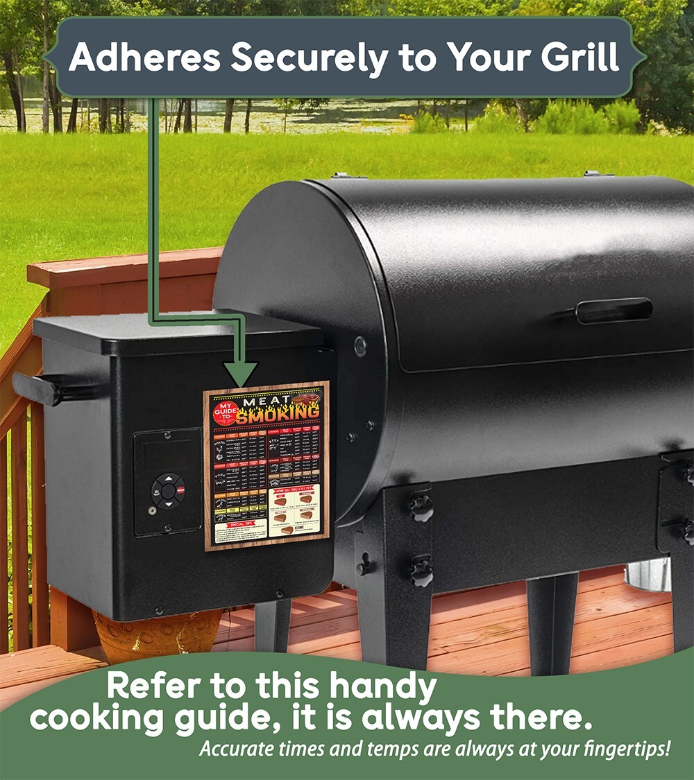 Smoking Meat Guide Magnet–BBQ Time & Temp Chart for Grill, Smoker, Kitchen Decor