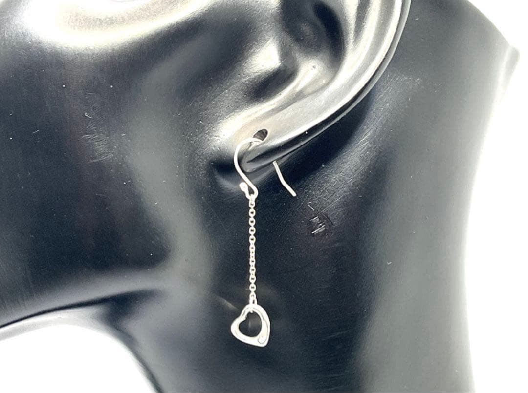h518 Excellent condition Tiffany & Co. Open Heart Drop Hook Earrings 925