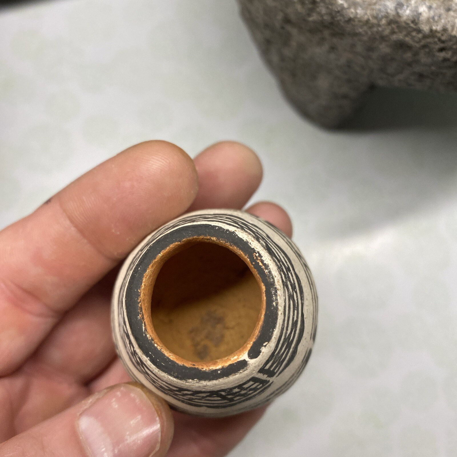 MLC s3092 Mini Polychrome Acoma 1 3/4” Solid Pottery Pot Jar