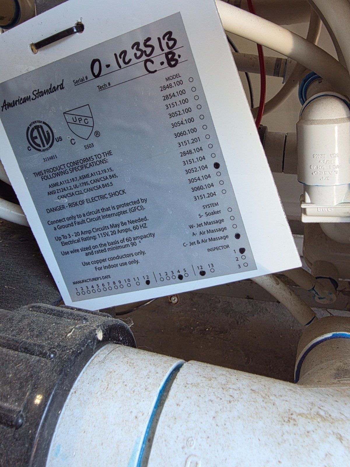 ****BLACK FRIDAY*****American Standard 3052.104.WRW Right Hand-In Whirlpool Tub