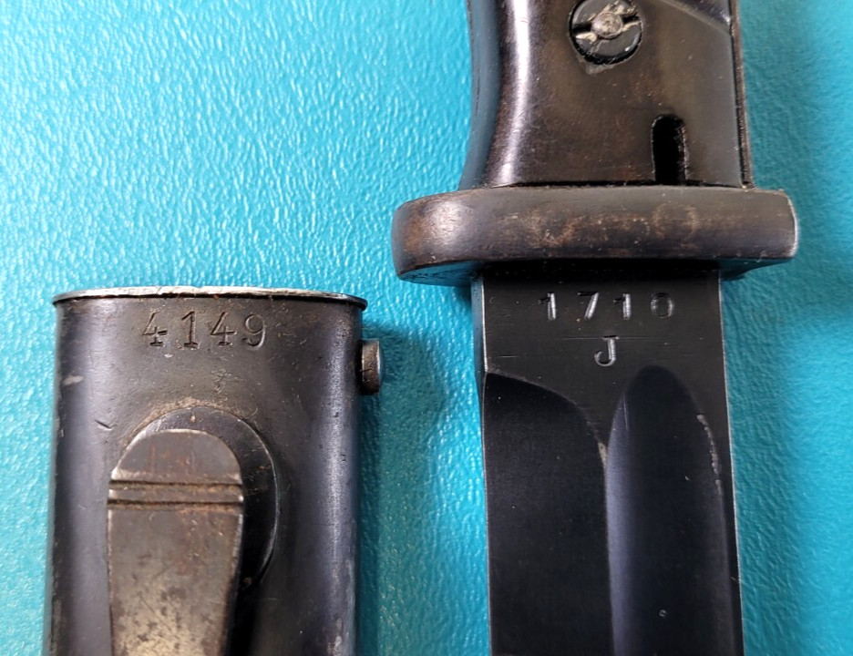 WWII German K98 Rifle Bayonet Knife Eickhorn & Mundlos Scabbard c. 1939 Q5