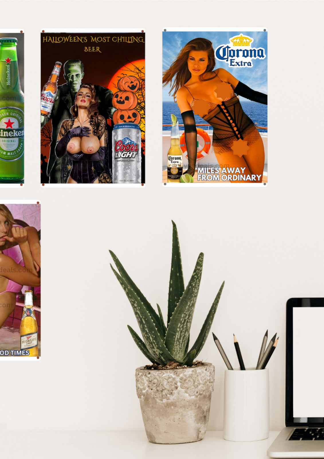 Beer Of Pleasure Pin-Up Metal Sign Sexy Girl Vintage Style Wall Decor Read Des