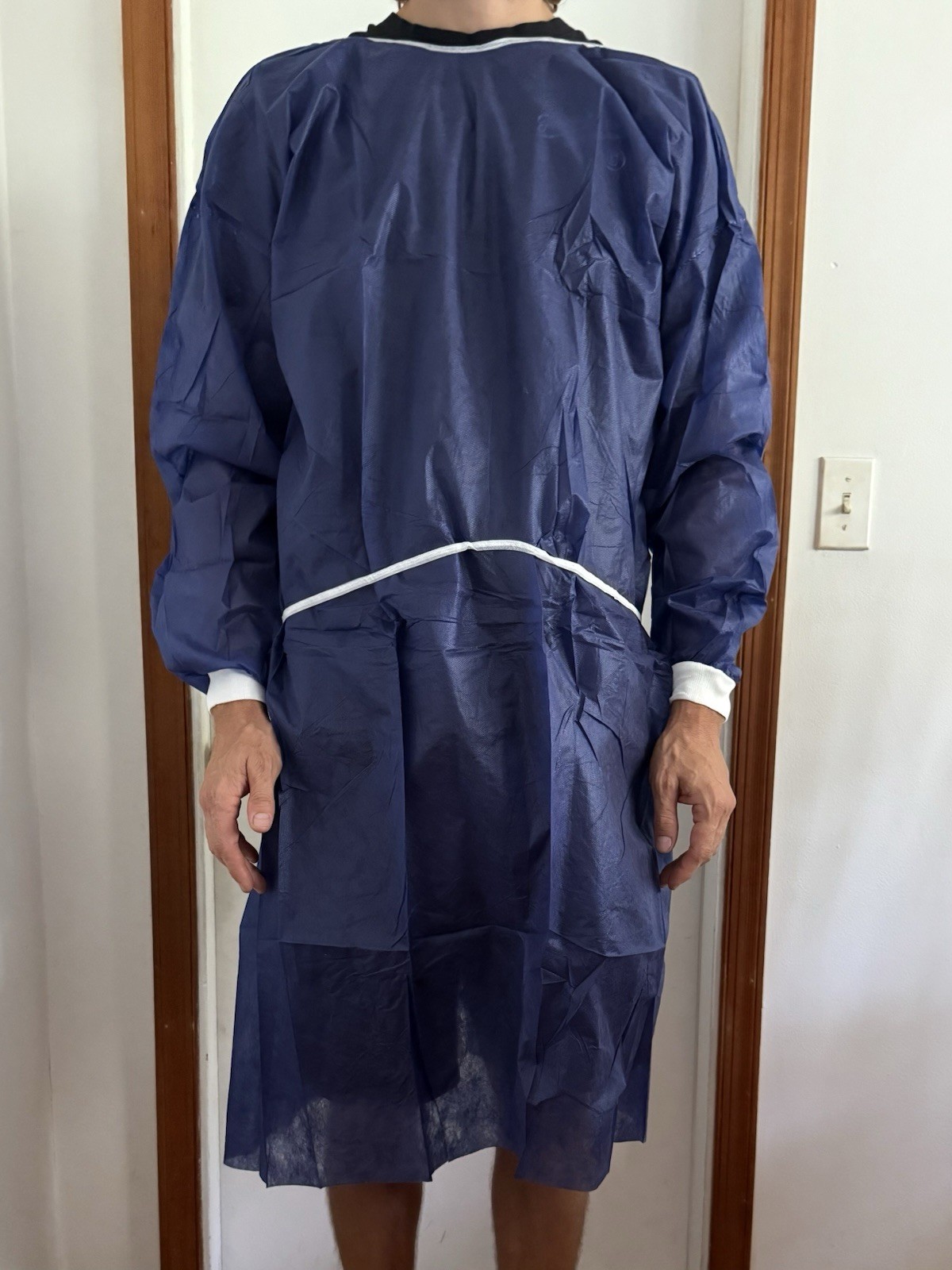 PPE Isolation Gown KnitCuff Disposable Medical Dental,25gsm Blue (100 PCS) Case