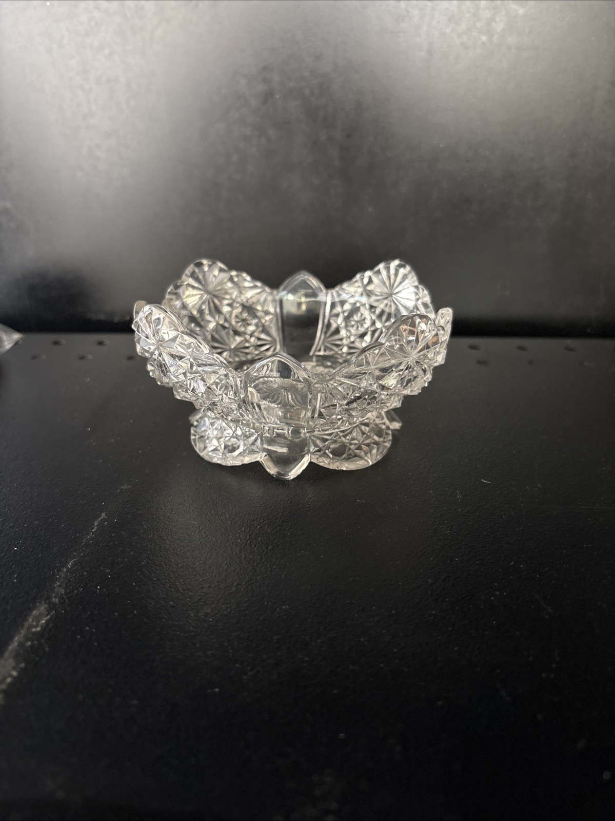 small glass crystal footed candy bowl