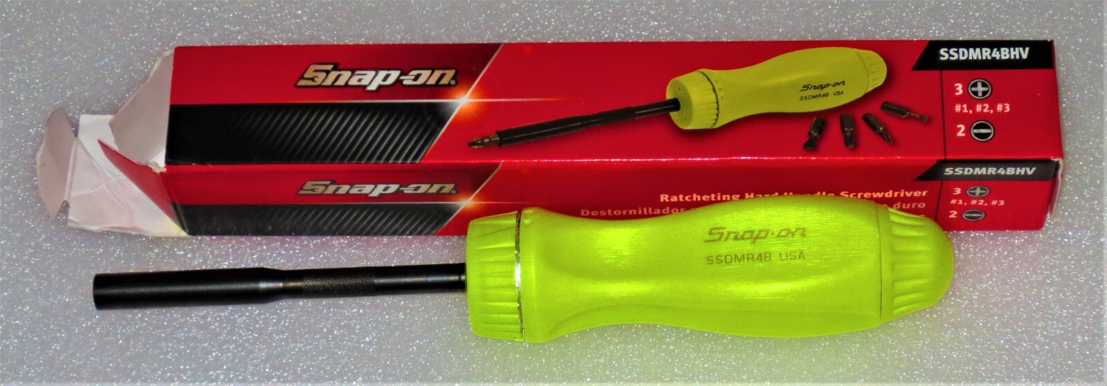 Snap-on SSDMR4BHV Ratcheting Screwdriver Hi-Viz Hard Handle