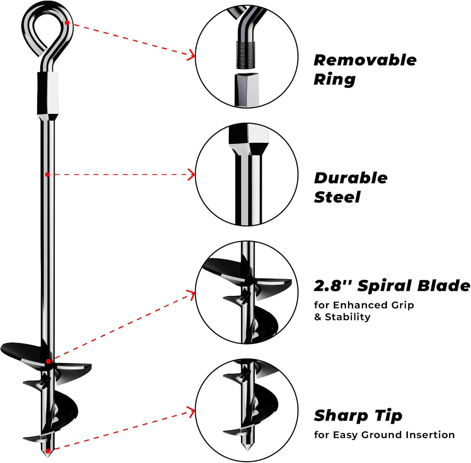 15-Inch Ground Anchors Screw-In Earth Stakes for High Winds