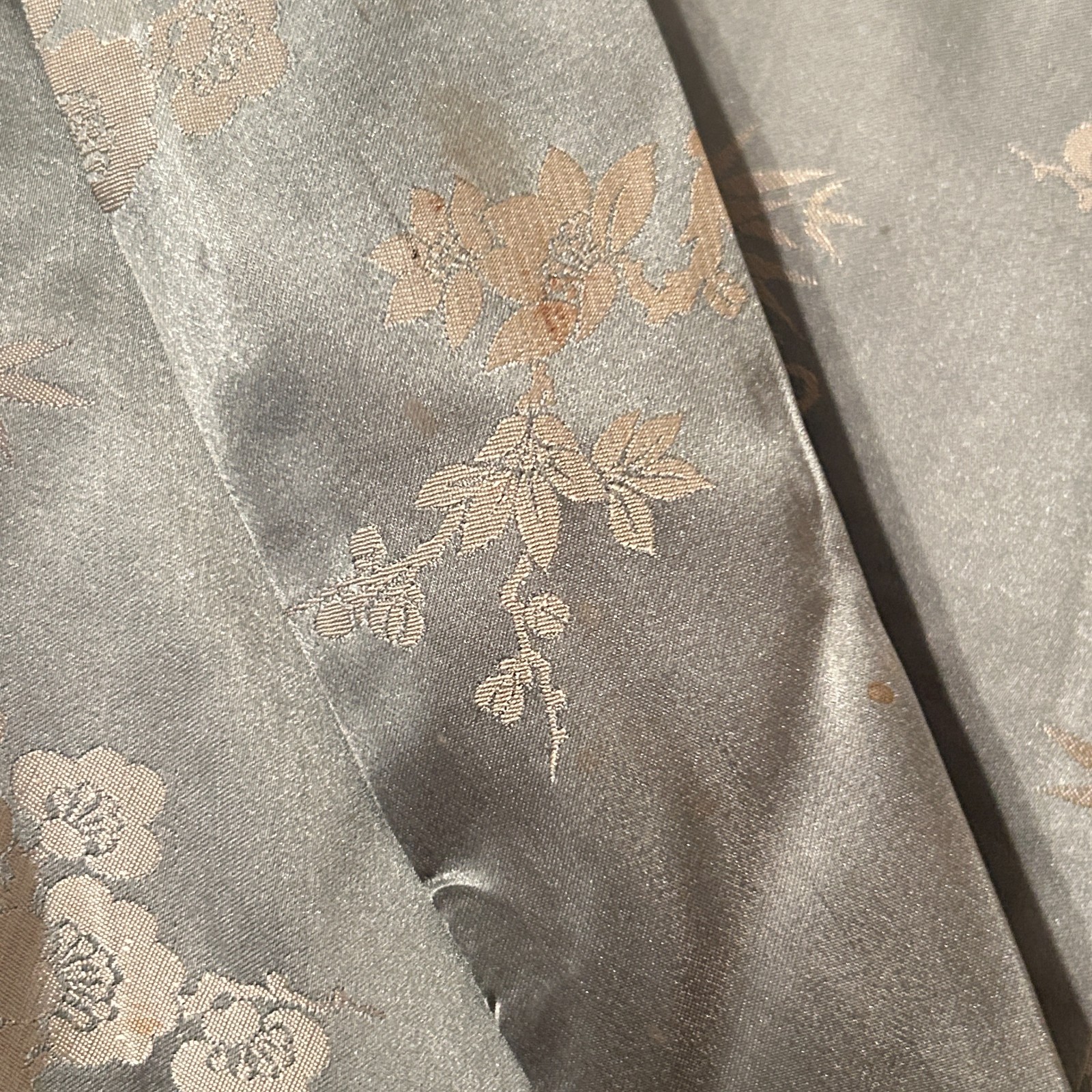 Vintage Madame Mme Butterfly 60s Silk Brocade Japanese Kimono Robe Floral Belted