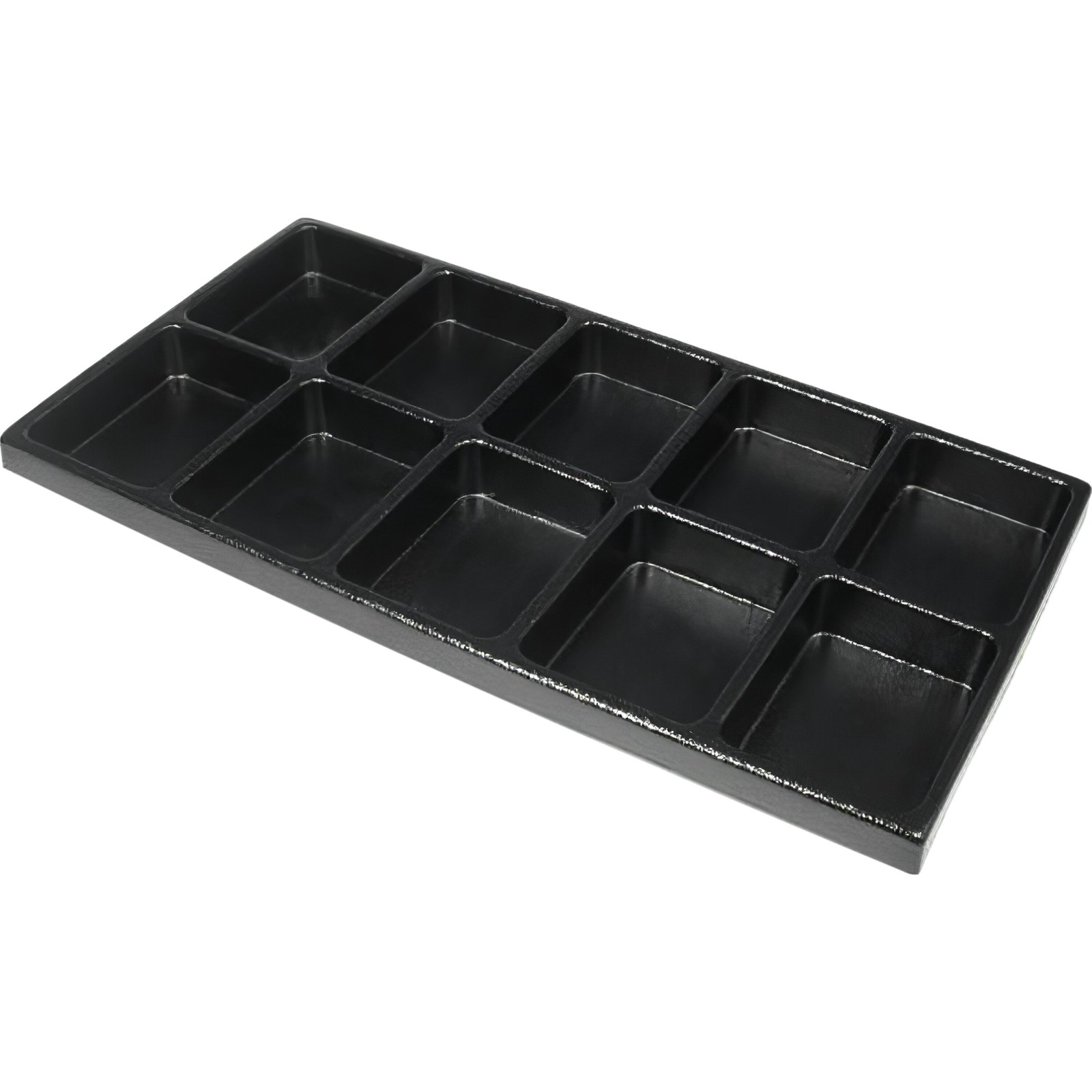 Black Plastic 10 Compartment Jewelry Tray Insert 14 1/8" x 7 5/8"