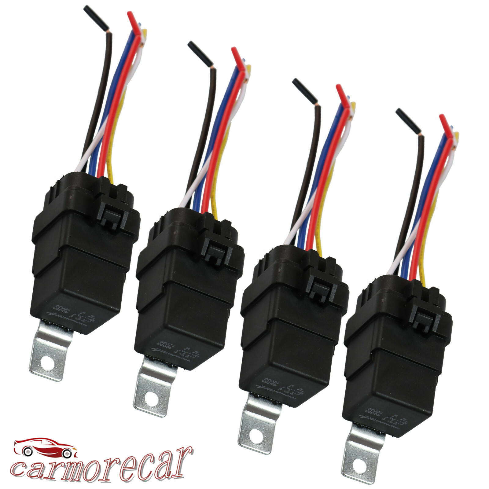 4 pack 5 pin & wire Heavy Duty Car Auto Relay 12V 40 amp Waterproof Plug Socket