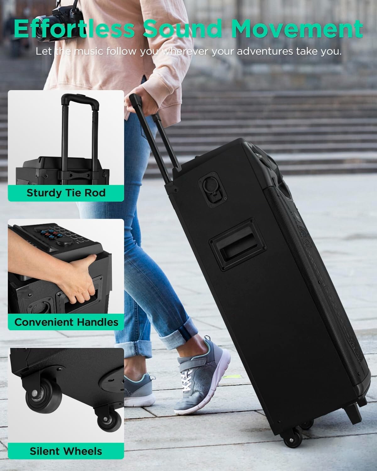 Karaoke Machine with 2 Microphones, Bluetooth Dual-10 Karaoke Speaker