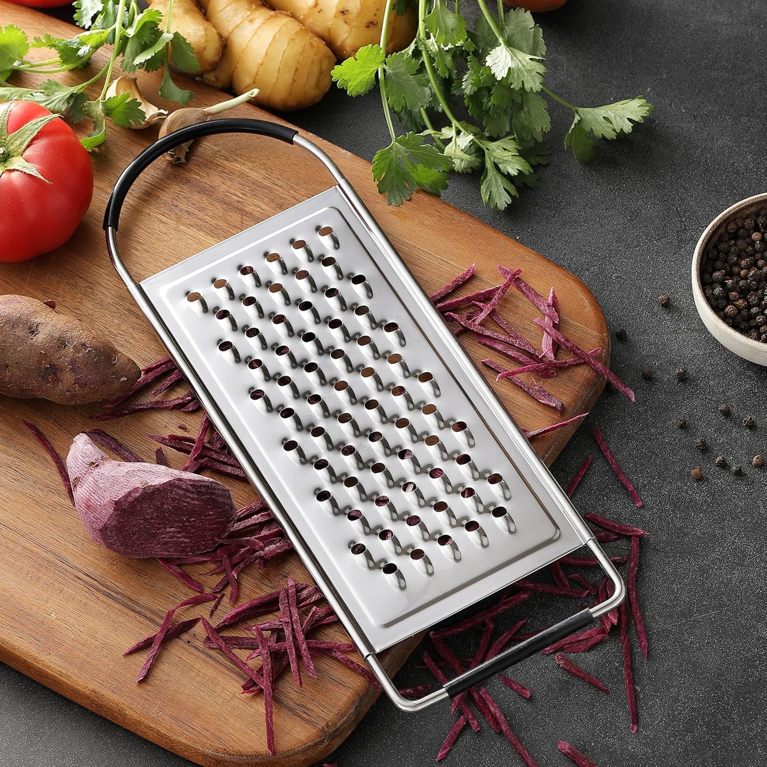 Cheese Grater Handheld, HIA Flat Coarse Stainless Steel Graters for Silver