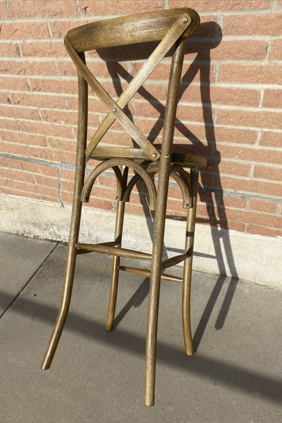 Bistro Style Cross Back Espresso Wood Restaurant Barstool