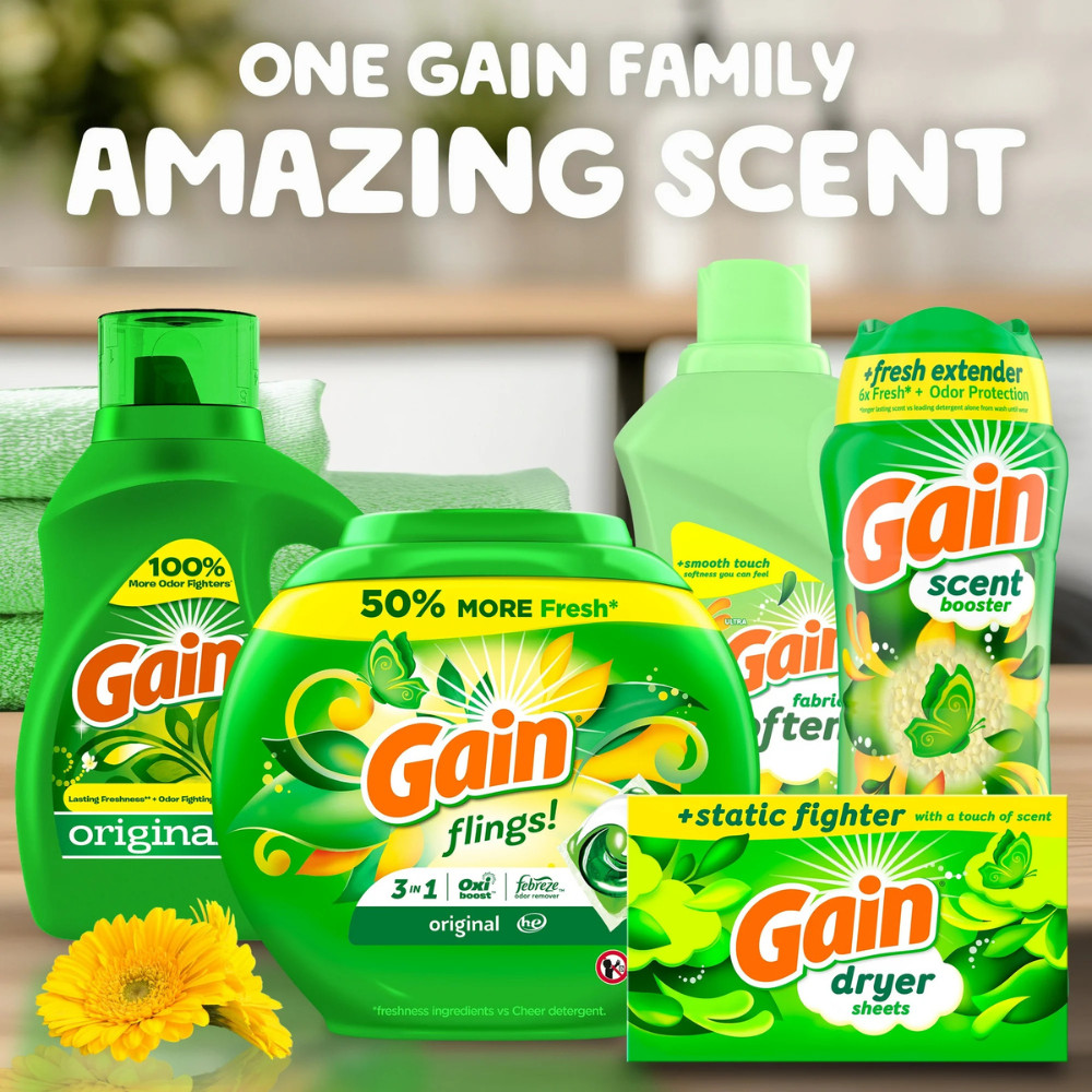 Gain Liquid Laundry Fabric Softener and Conditioner, Original Scent, 140 fl oz