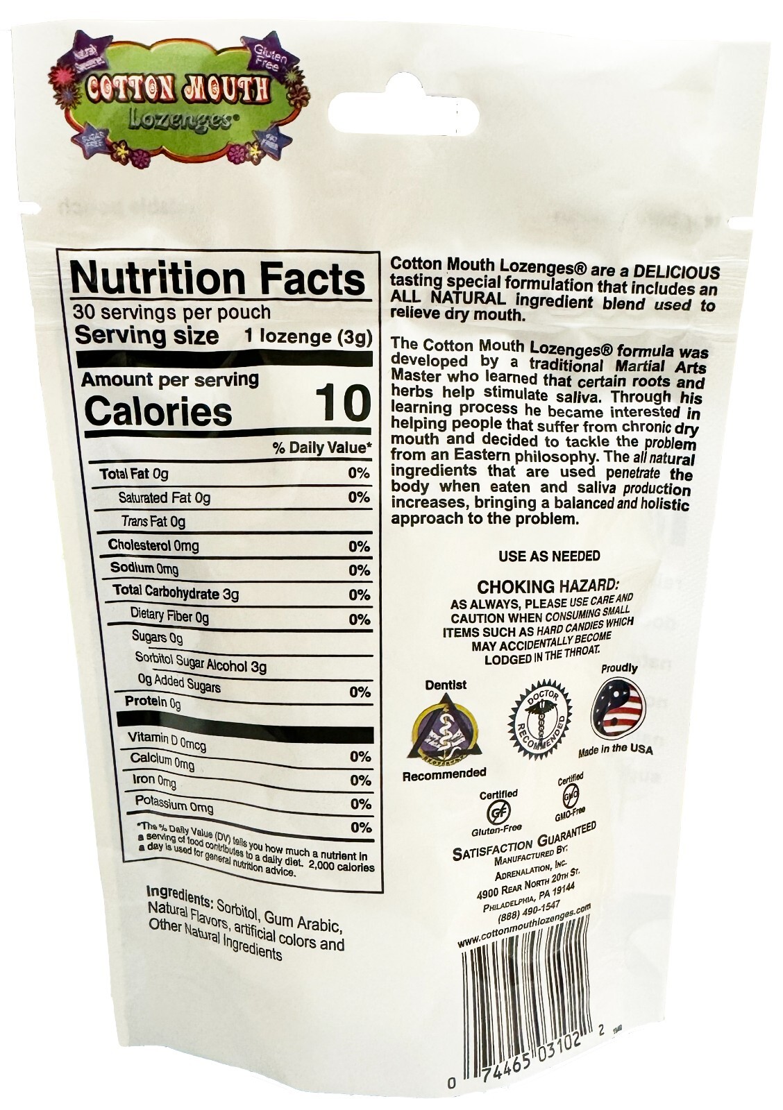 6pack Cotton Mouth Dry Mouth Relief Lozenges Fruit Mix Bag 30 Count EXP.07/2026