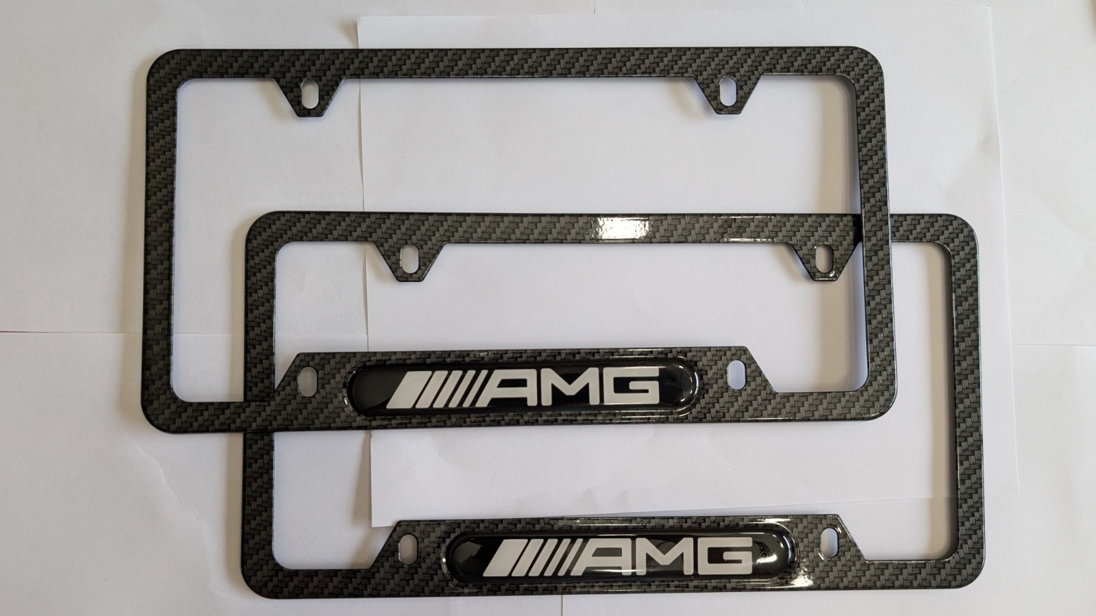 Mercedes AMG License Plate Frame (Carbon Fiber) - 2 Pc Set For Amg Mercedes Car