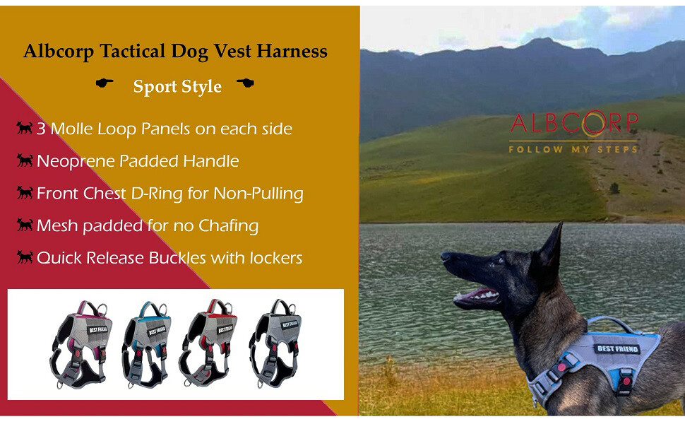 ALBCORP Tactical Dog Vest Harness – No-Pull Service Dog Vest – for Training