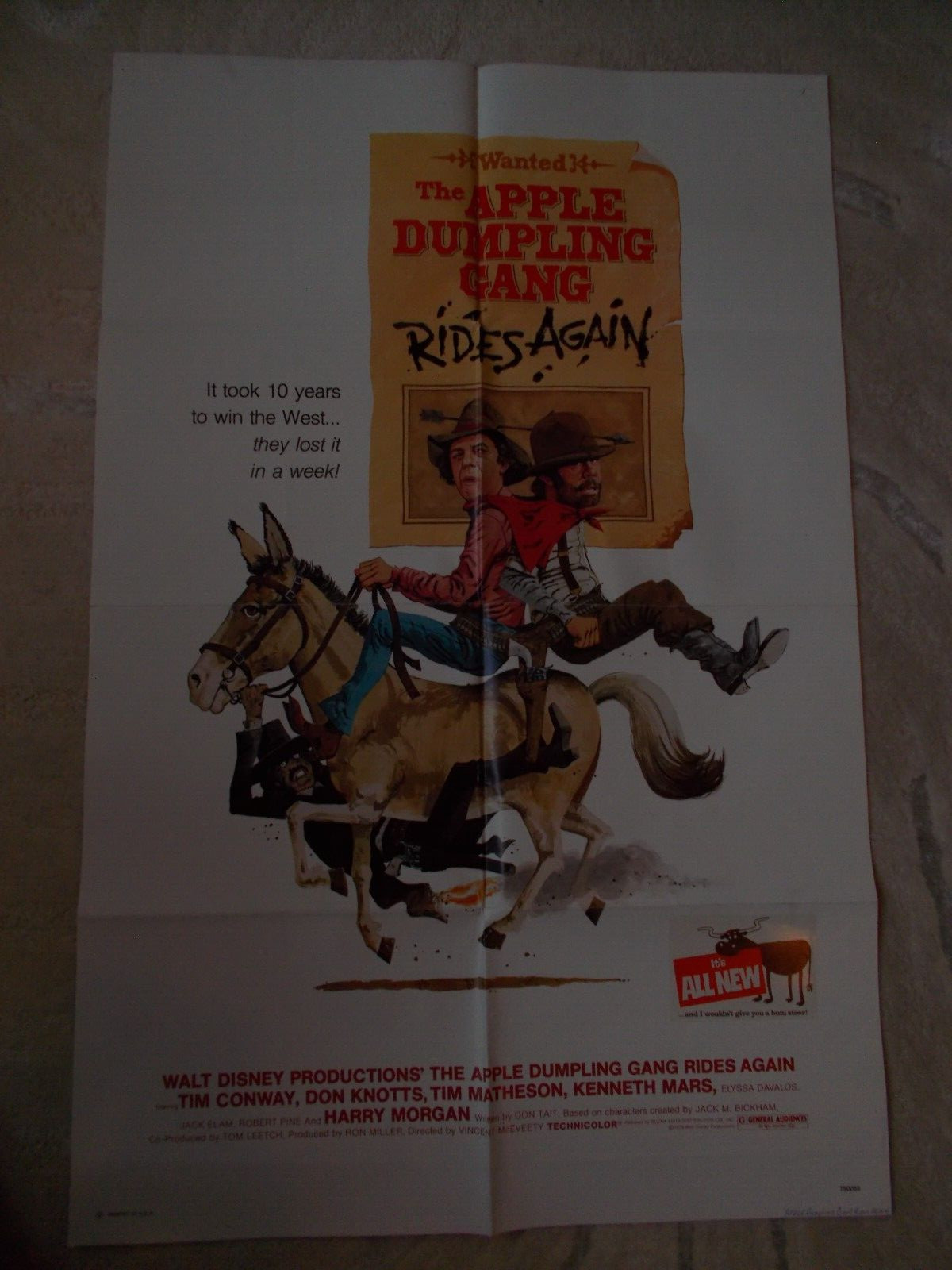 WALT DISNEY ORIGINAL 1979 APPLE DUMPLING GANG RIDES AGAIN POSTER DON KNOTTS