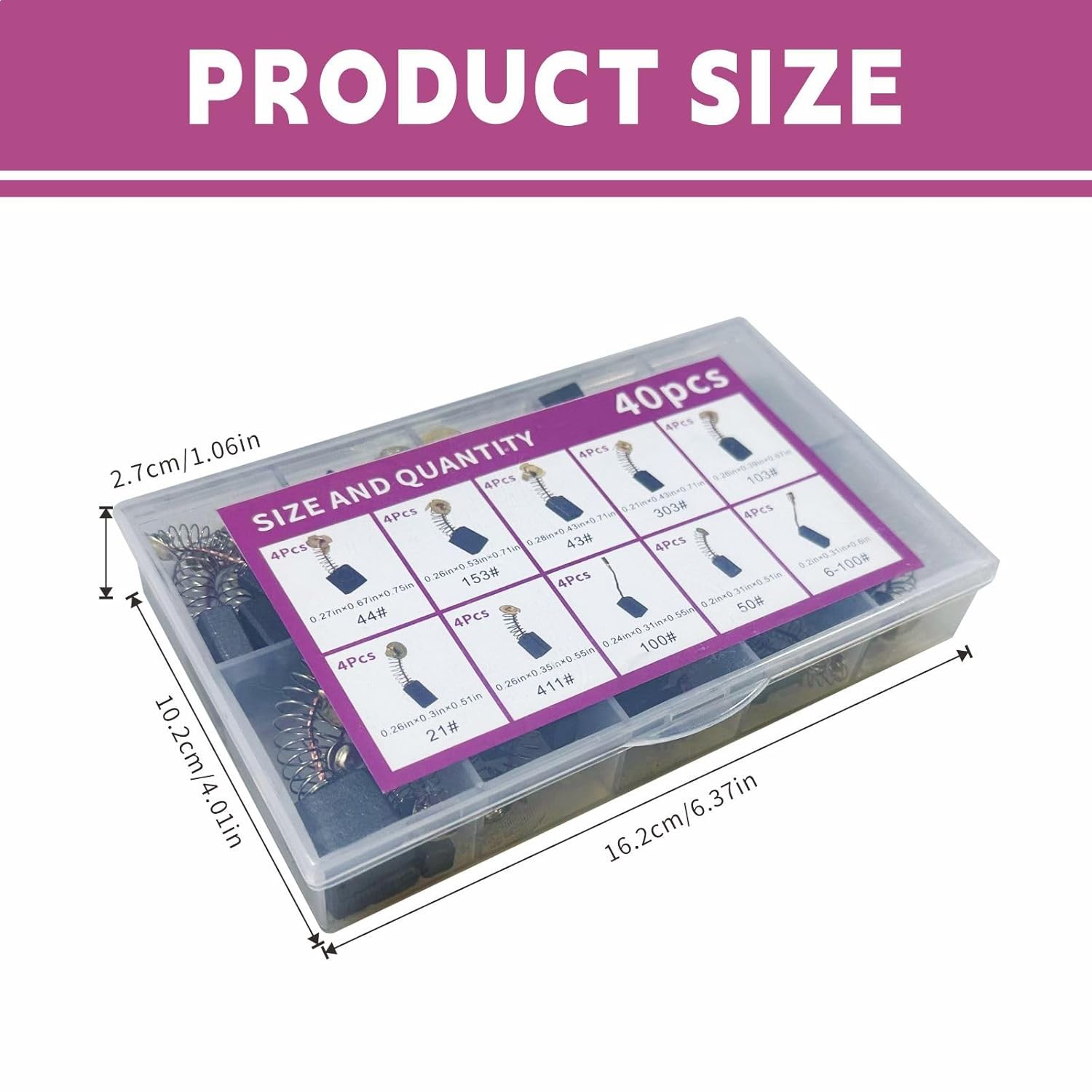 Electric Motor Carbon Brushes 40Pcs 10 Different Models of Carbon Brushes Suitab