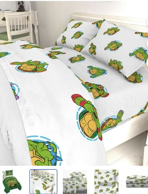 TMNT Teenage Mutant Ninja Turtles 7 Piece Bedding Set FULL SIZE Green New Soft