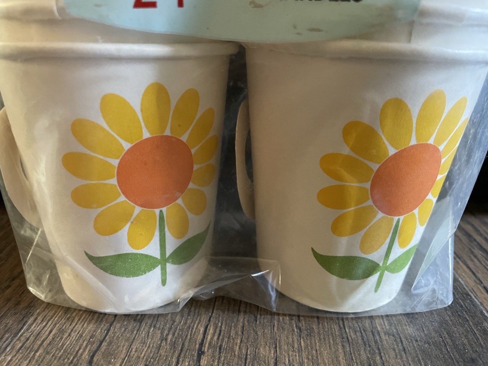 24 Vintage PAPER CUPS Hot Cold Drinks 9oz WITH HANDLES Poly Coated REED'S Flower