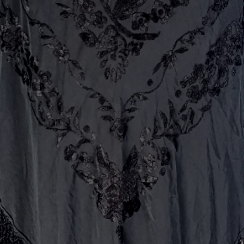 Antique Hand-Embroidered Silk Piano Shawl Wrap Floral Fringe 51" Vintage Luxury