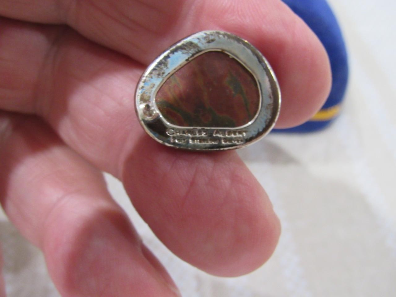 Charles Albert Red Jasper Gemstone Sterling 925 Earrings & Necklace - 20 Grams