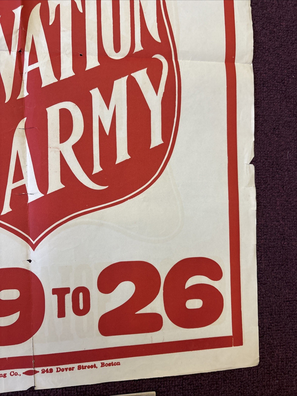 ORIGINAL 28 × 21" WWI Propaganda Boston Salvation Army Home Service Fund Poster