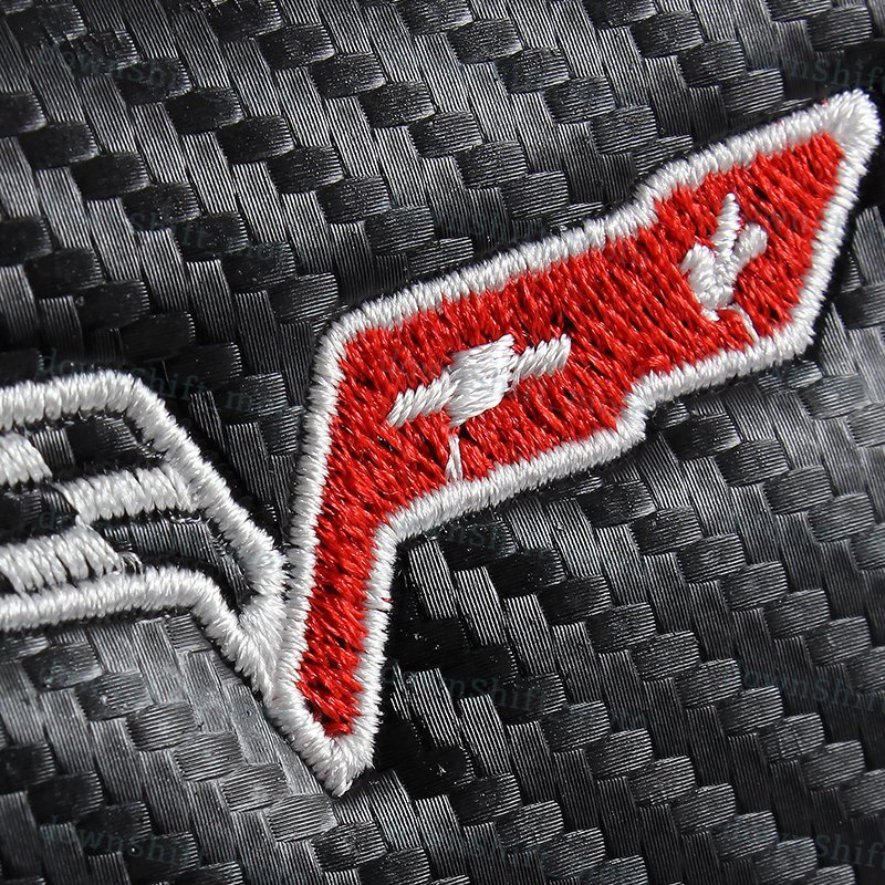 1 set Black Carbon Look Embroidery Seat Belt Cover Shoulder Pads for Corvette