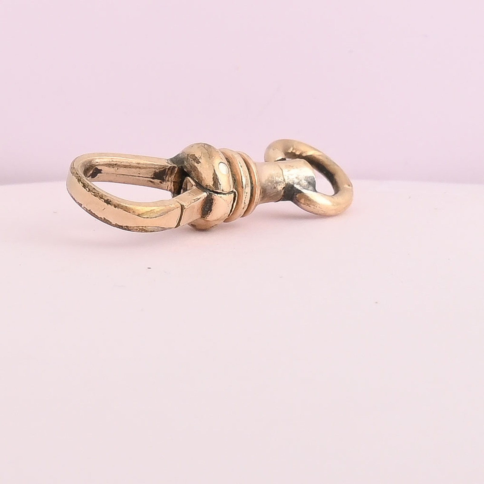 Antique Victorian Large Rose Gold Filled Dog Clip Lobster Clasp 4 Charm Pendant