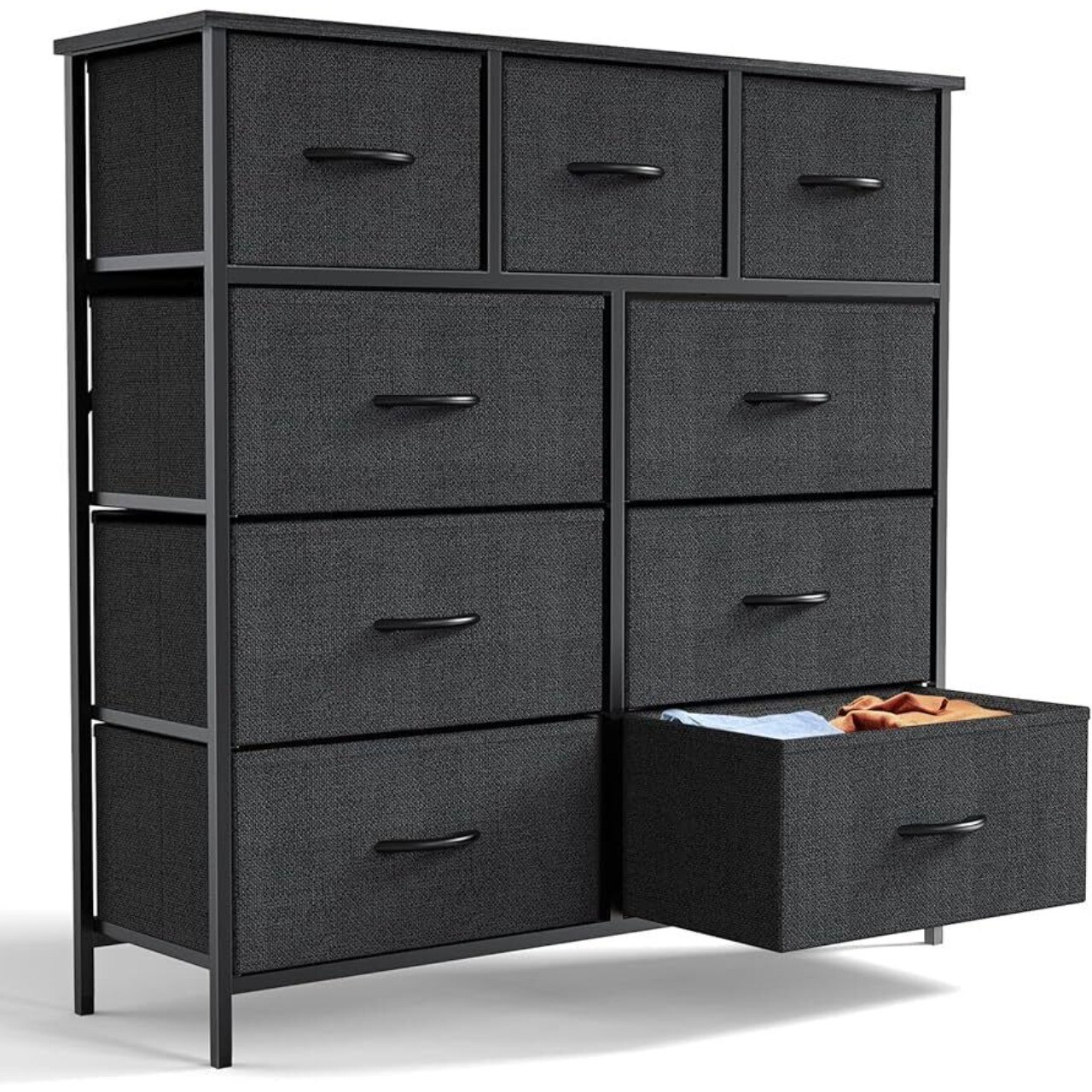 Dresser for Bedroom with 9 Drawers Chest Tower Bins TV Stand Organizer Storage