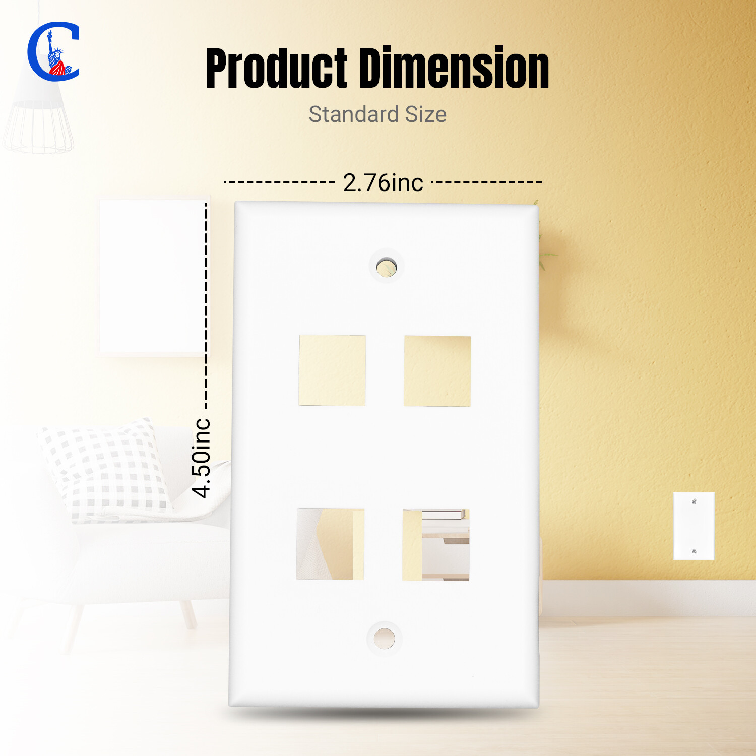 Cat6 Ethernet Wall Plate 1-Port Standard Keystone Jack Face Plate 10-Pack White