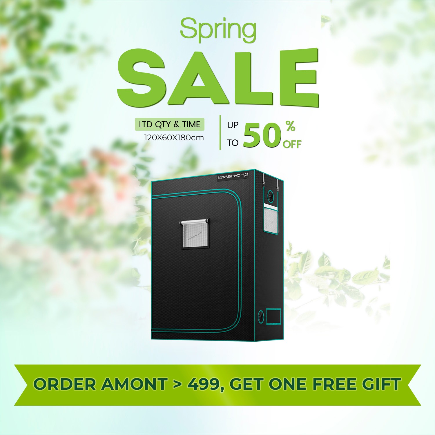 Mars Hydro Indoor Grow Tent 100% Reflective Mylar for Led Grow Light 4'x2'x6'