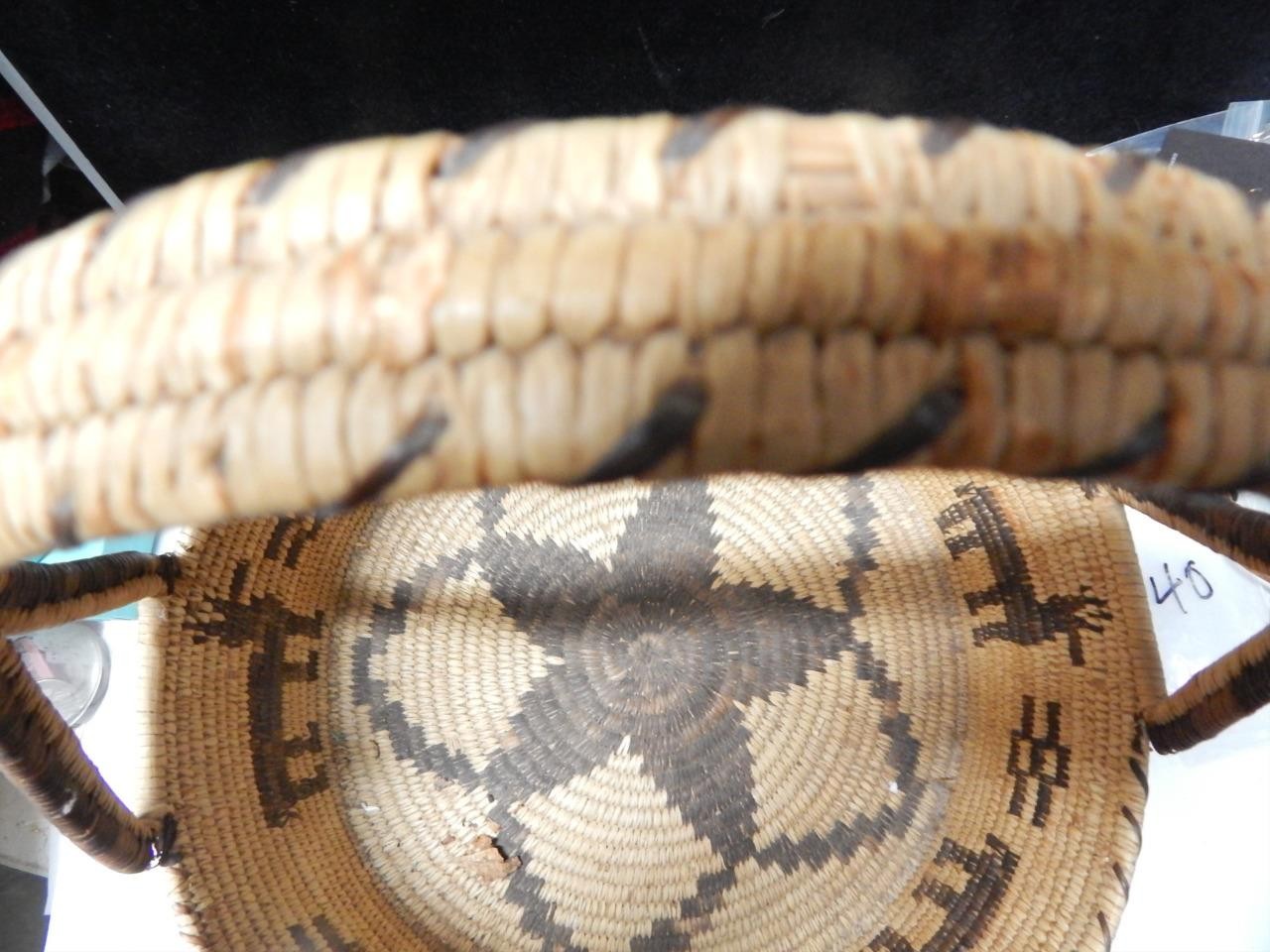 GIANT WORLD CLASS OLD VINTAGE PAPAGO INDIAN DEER PICTORIAL BASKET - CLEAN !