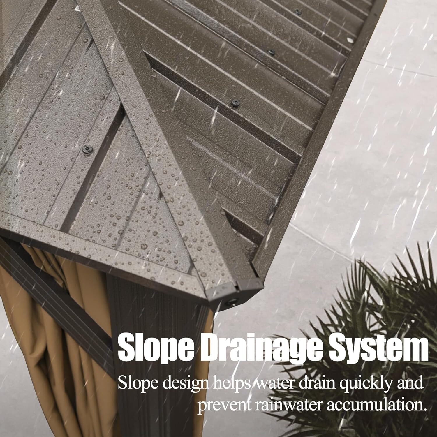 Domi 10’ x 12’ Hardtop Gazebo Outdoor Aluminum Gazebo w/Curtains and Net, Brown