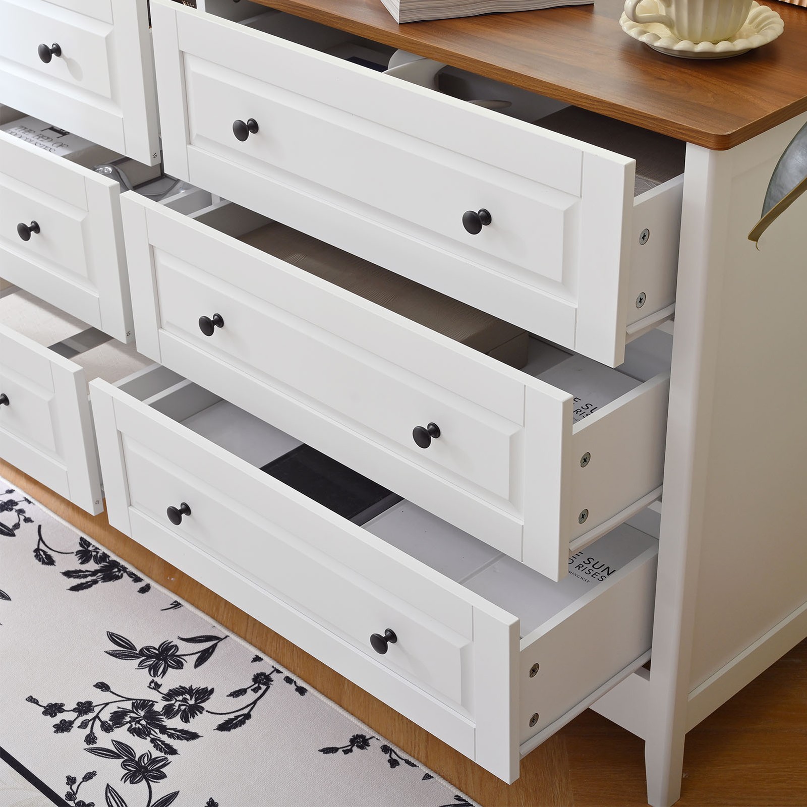 6 Storage Drawer Bedroom Wood Organizer Storage Furniture White