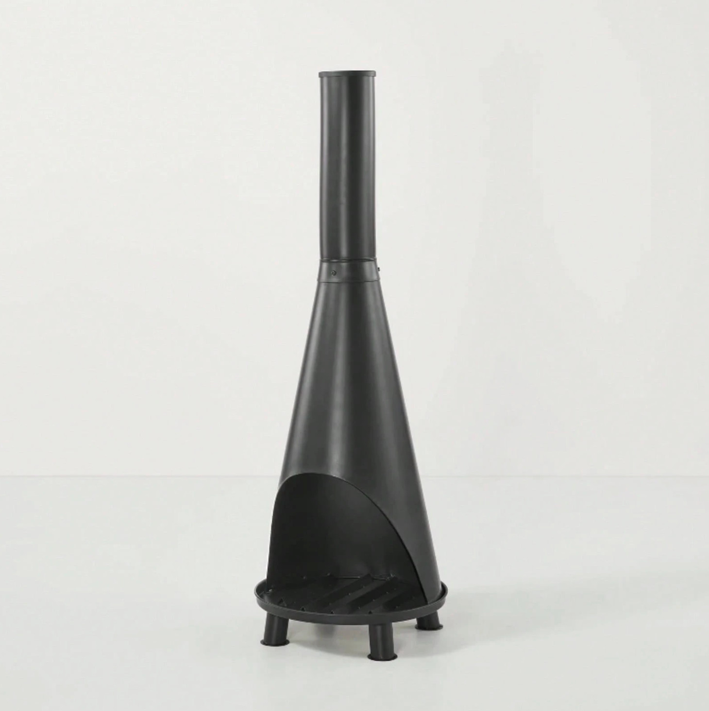 New Hearth & Hand Magnolia Wood Burning Outdoor Metal Fire Pit Chimenea, Black