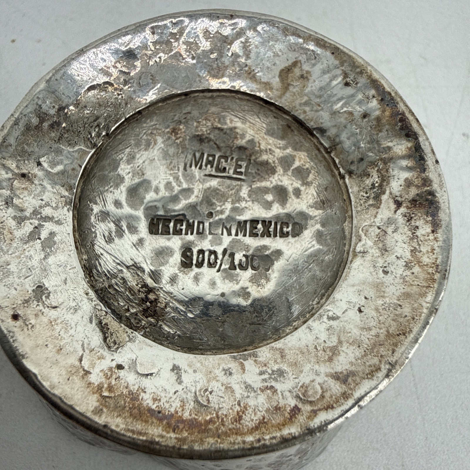 Sterling Silver Set of 2 Maciel Mexico 900/1000 Silver Salt Cellars Open Flower