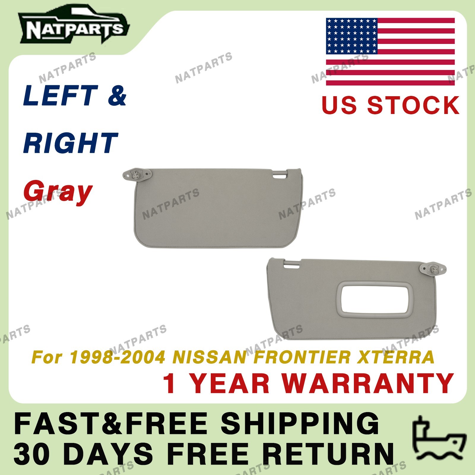 Pair Gray Sun Visor for Nissan Frontier Xterra 1998-2004 964017Z823 964007Z823