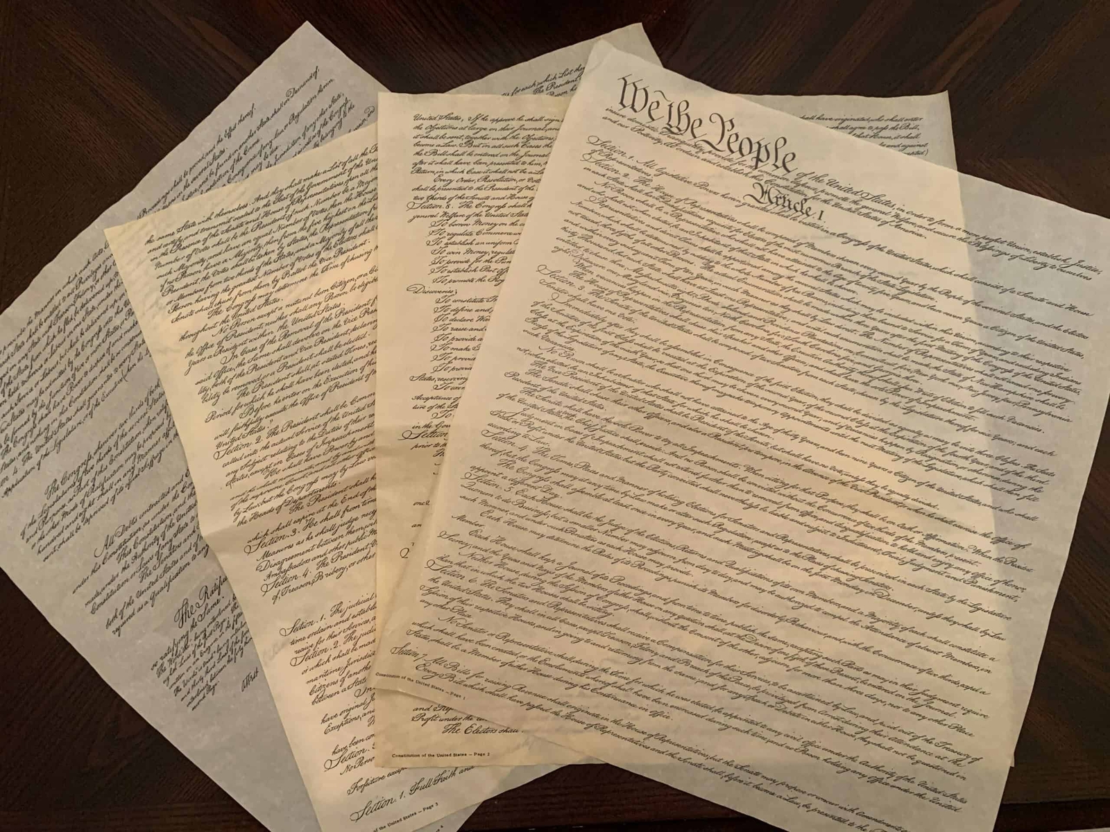 Four Page Parchment (legible) U.S. Constitution Set