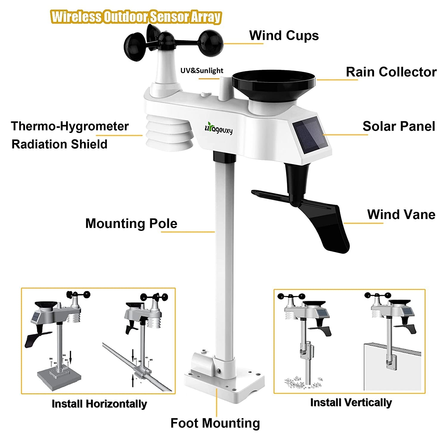 Home Wi-Fi Smart Weather Station Big 10" Color LCD and Outdoor Wireless Sensors