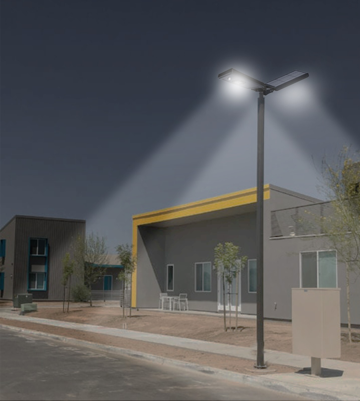 Solar Power AI Smart 3200LM Illuminate All Night Aluminum LED Area Parking Light