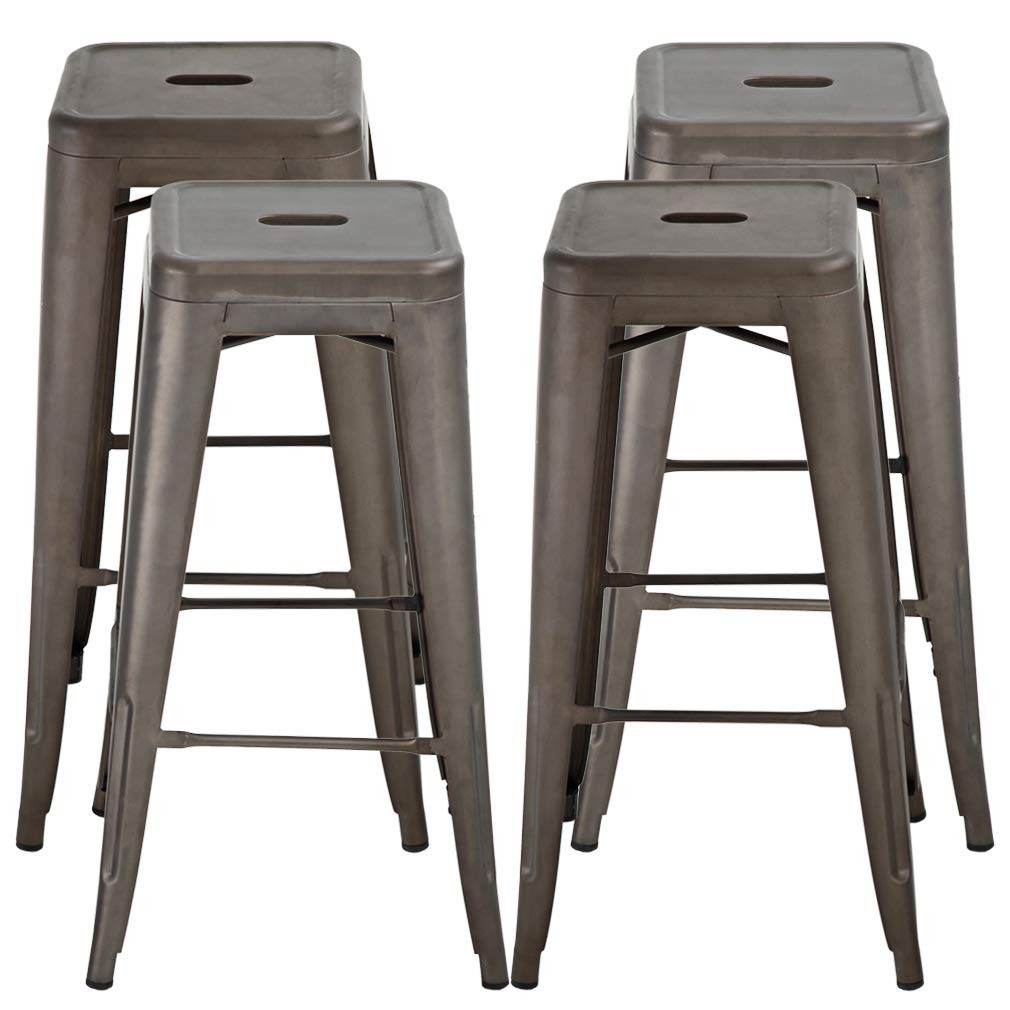FDW 30 Inches Bar Stools Set of 4 Bar Stools Counter Height Metal Stool Patio St